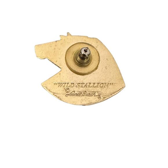 Vintage 90s Laurel Burch Enamel Wild Stallion Horse Gold Tone Pin Brooch pin - Picture 3 of 3